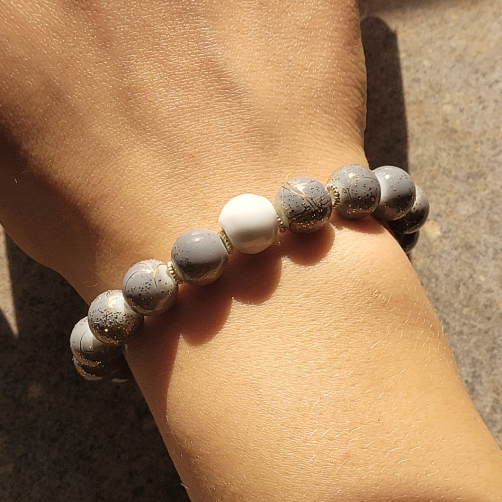 Boho Gold & Gray Handmade Bracelet